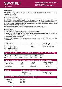 Dây hàn Hyundai SW- 316LT Dây hàn Hyundai SW- 316LT